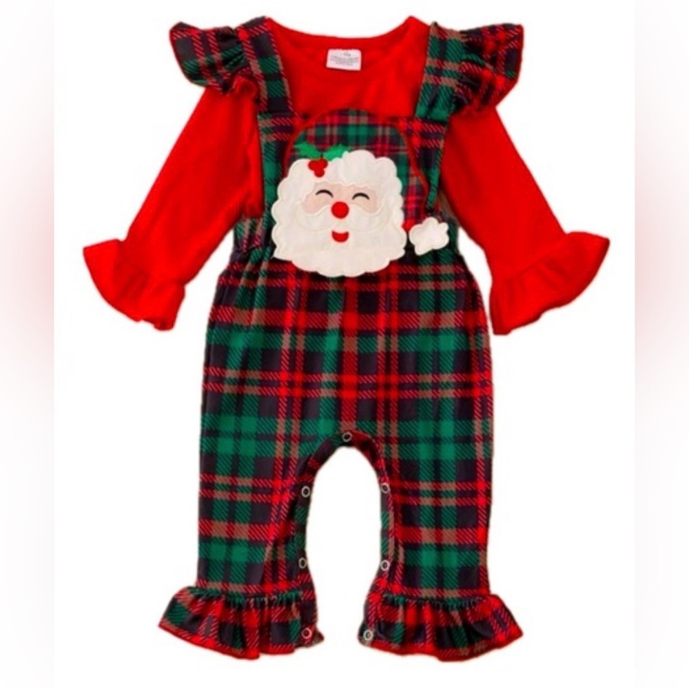 Festive Santa Plaid Baby Romper 18/24 months